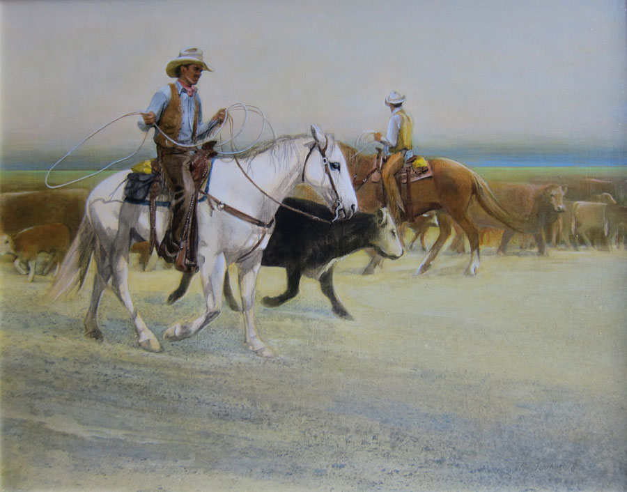 Checking Brands-Spring Roundup - an Oil Painting by Olga Kornavitch-Tomlinson