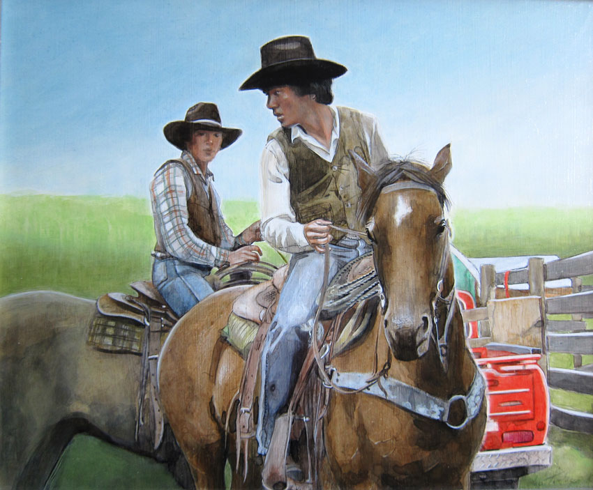 Red Pickup - an Oil Painting by Olga Kornavitch-Tomlinson