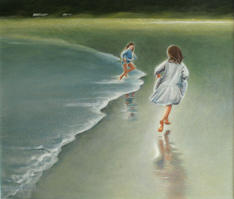 Skipping Waves - an Oil Painting by Olga Kornavitch-Tomlinson