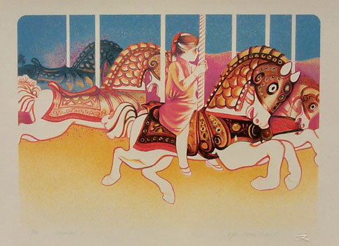 Carousel #1 - Lithograph by Olga Kornavitch-Tomlinson