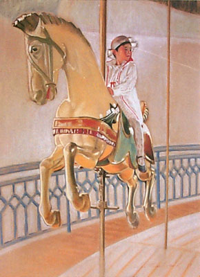 Sunday Canter - Pastel by Olga Kornavitch-Tomlinson