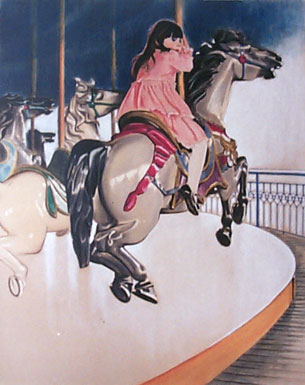 Pink Rider - Pastel by Olga Kornavitch-Tomlinson