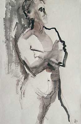Graphite and wash, a Watercolor Wash Drawing by Olga Kornavitch-Tomlinson