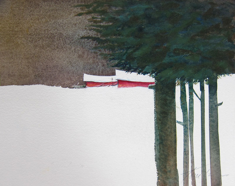 Sandy's Place in Winter #1 -  Watercolor by Roy Tomlinson