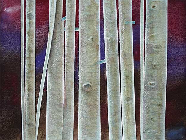 Moonlit Aspen -  Watercolor by Roy Tomlinson