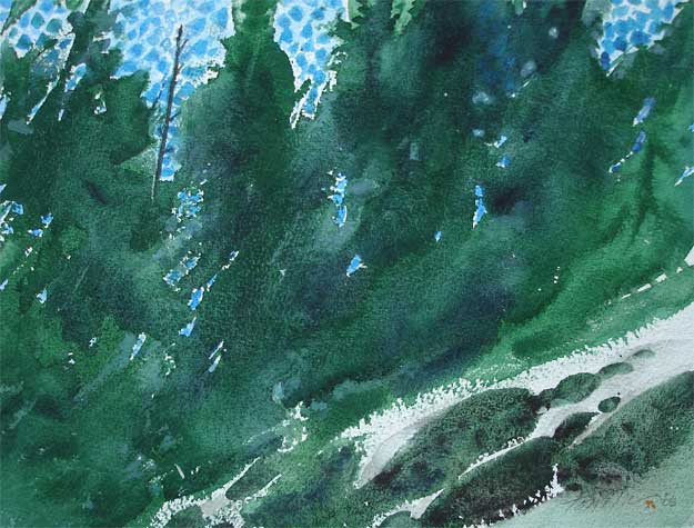 Hillside - March -  Watercolor by Roy Tomlinson