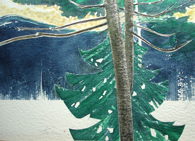 Fir by Water #6 -  Watercolor by Roy Tomlinson